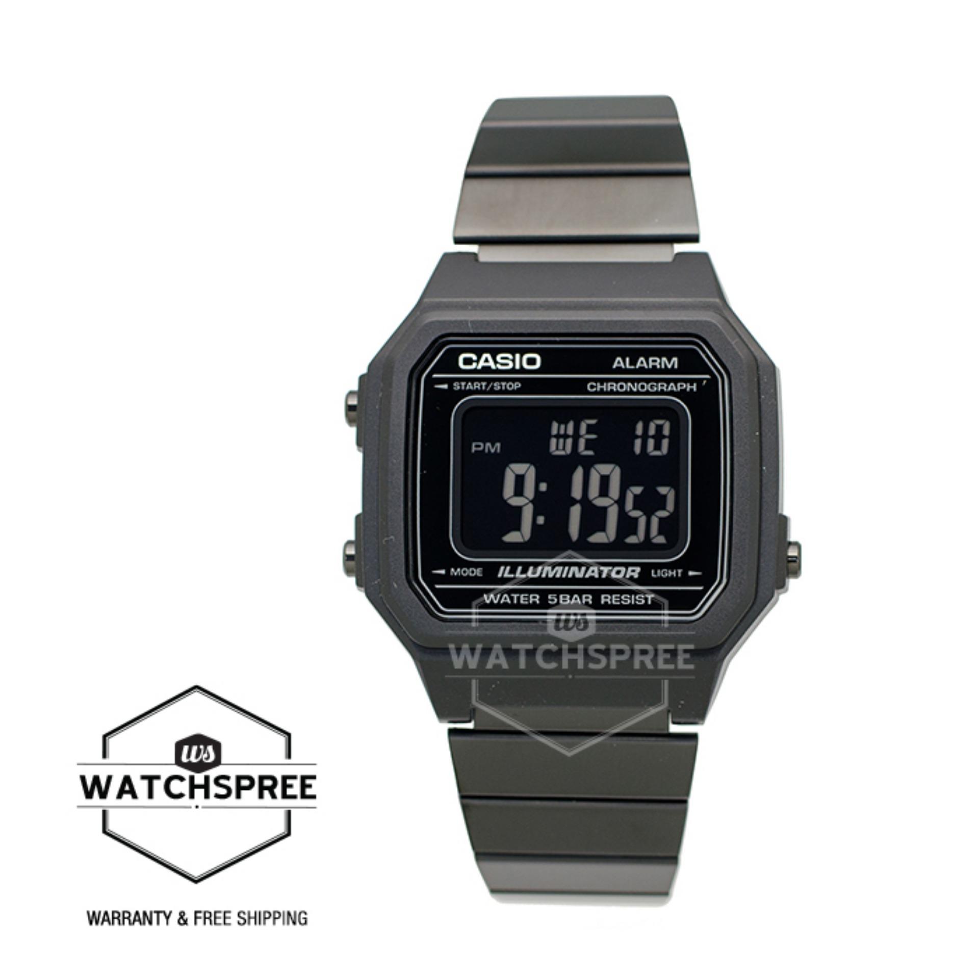 [Watchspree] Casio Unisex Digital Black Ion Plated Stainless Steel Band Watch B650WB-1B B-650WB-1B