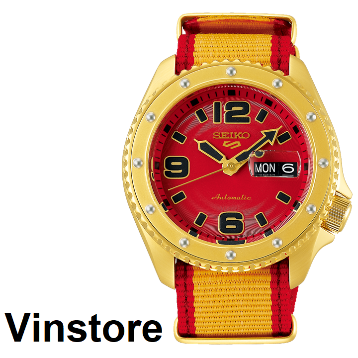[Vinstore] Seiko 5 Sports SRPF24 Limited Edition Street Fighter Zangief Yellow/Red Nylon Strap Red Dial Men Watch SRPF24K SRPF24K1