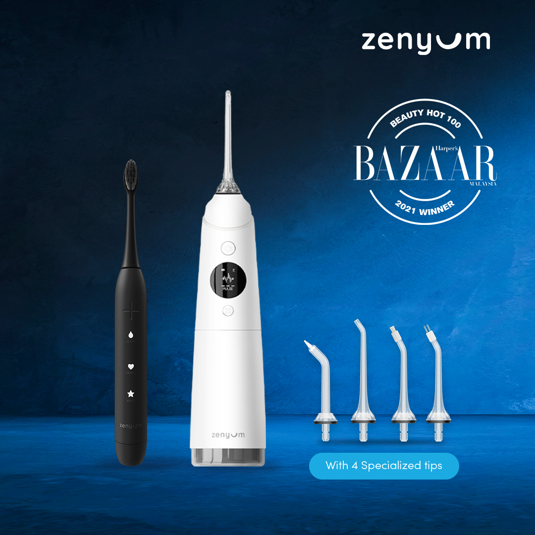 Zenyum Sonic Electric Toothbrush with Zenyum Water Flosser Pro (Black/White)