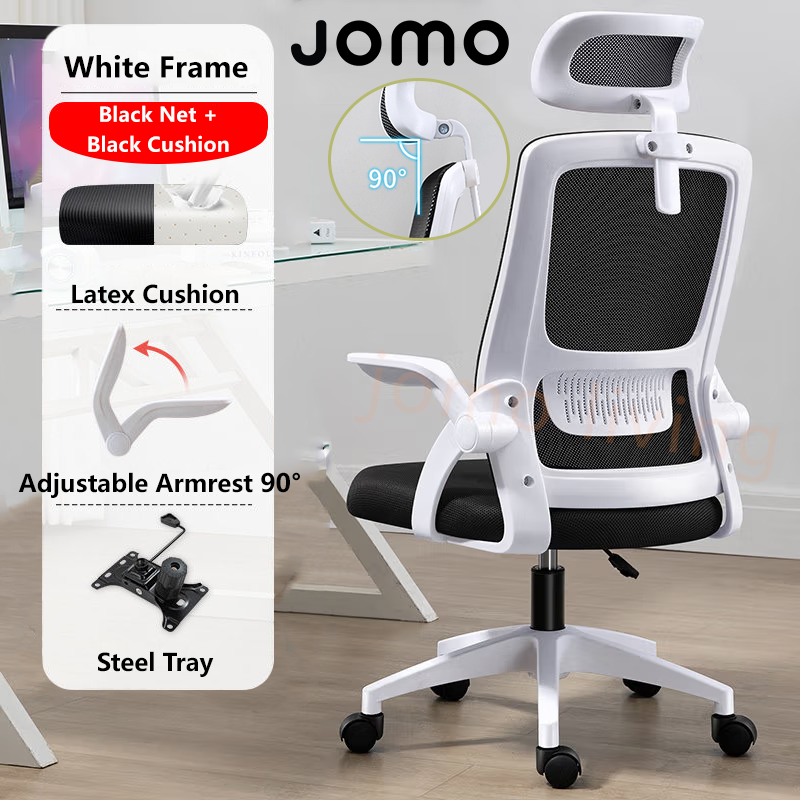 【Local Ready Stocks】Ergonomic Comfort Office Chair with Latex Cushion Backrest + Lumbar Support Design Spine Relieves