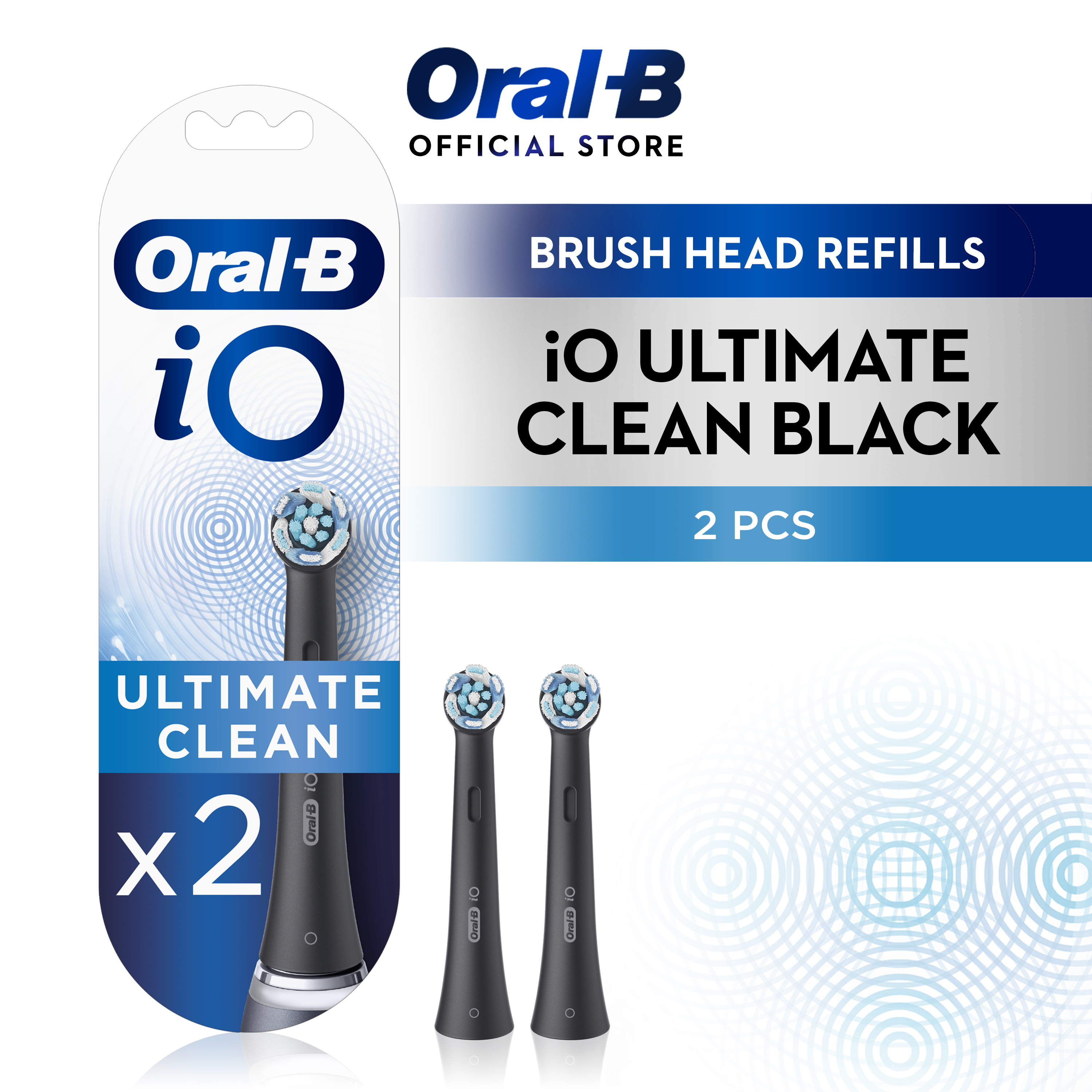 Oral-B iO Ultimate Clean Replacement Brush Heads Black 2 Packs