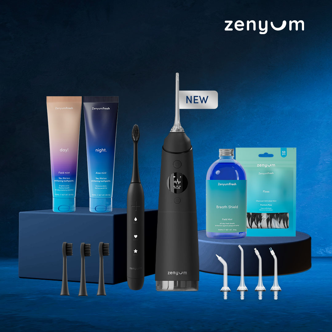 Ultimate Fresh Smile Ritual Set - (Alcohol Free/Enamel Protection/Stain Removal/Oral Care/Cruelty Free/Flosser)