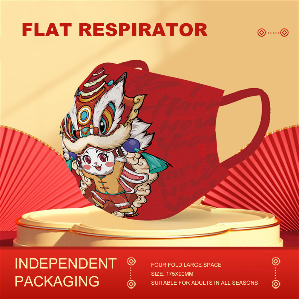 Moyaa 10pcs Independent Packaging 2023 Rabbit Year Mask Plane New Year's Day Three Layer Protection Disposable Rabbit Printing Mask Wholesale In Stock