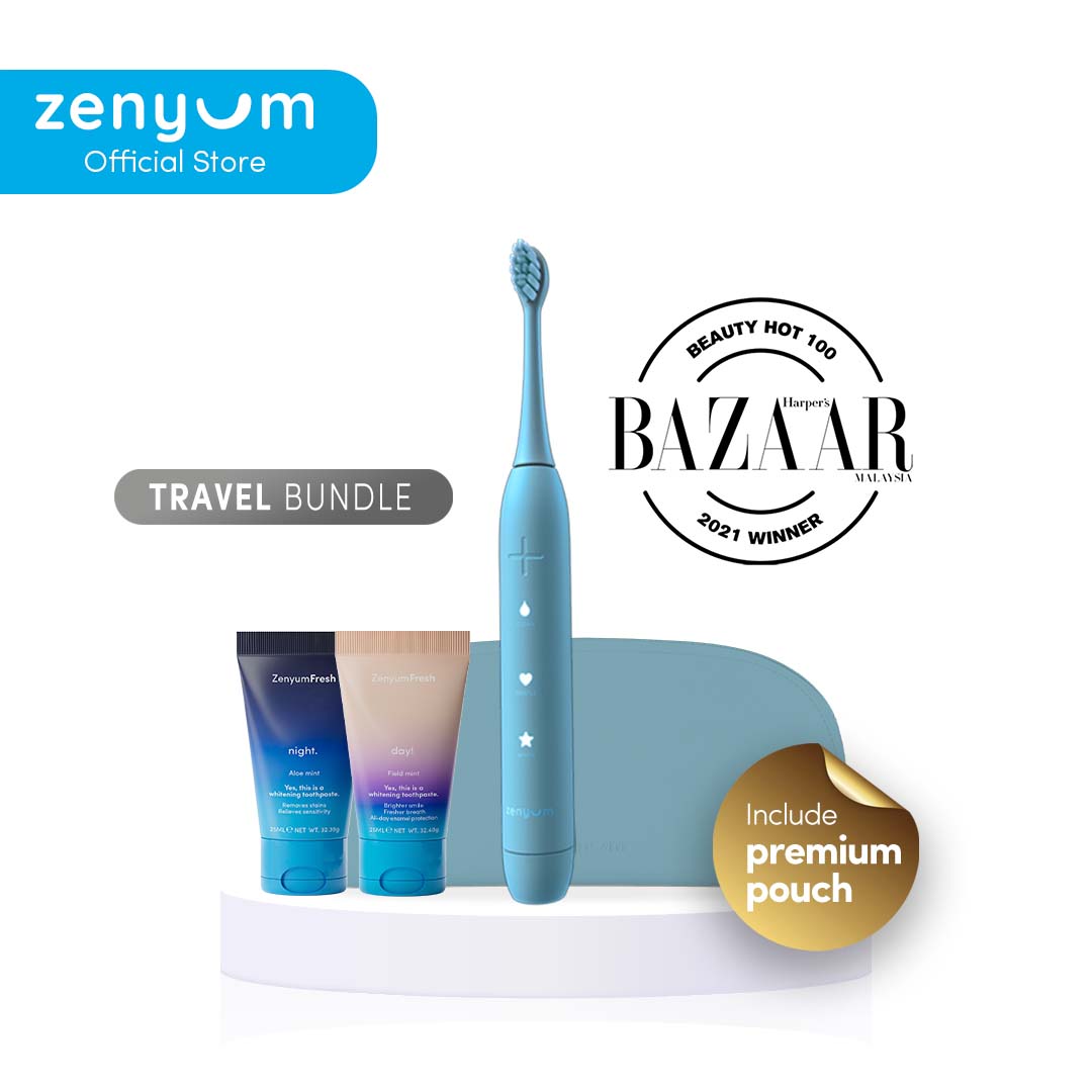 ZenyumSonic Electric Toothbrush + Day & Night Toothpaste 25ml + Limited Edition Premium Travel Pouch