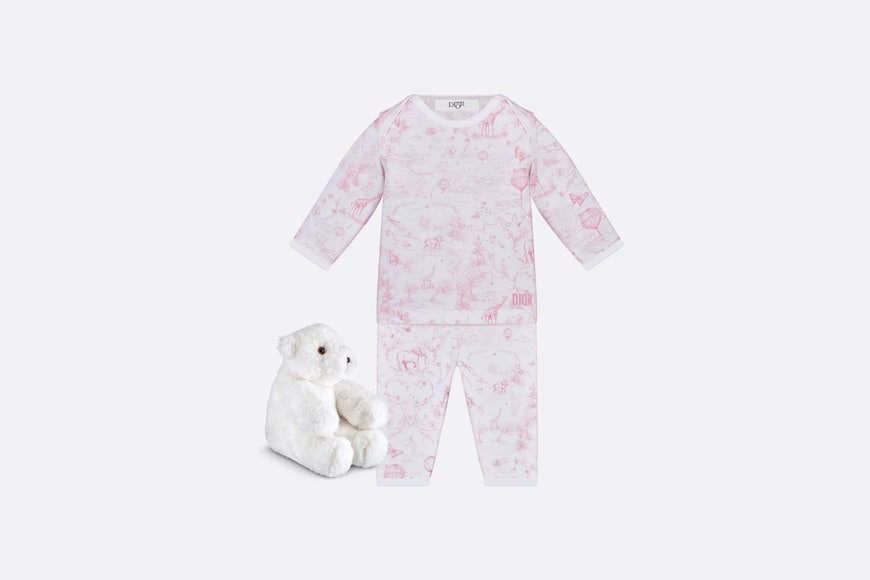 Newborn "baby" box.  Ivory cotton plain cloth with light pink Toile de Jouy printing.  Numbering: 3SBP53KDOI_Y353