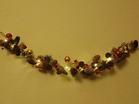 [Christmas Natural LED Garland Red] Garland Christmas Display LED Light Christmas Miscellaneous Goods Christmas Present Ornament