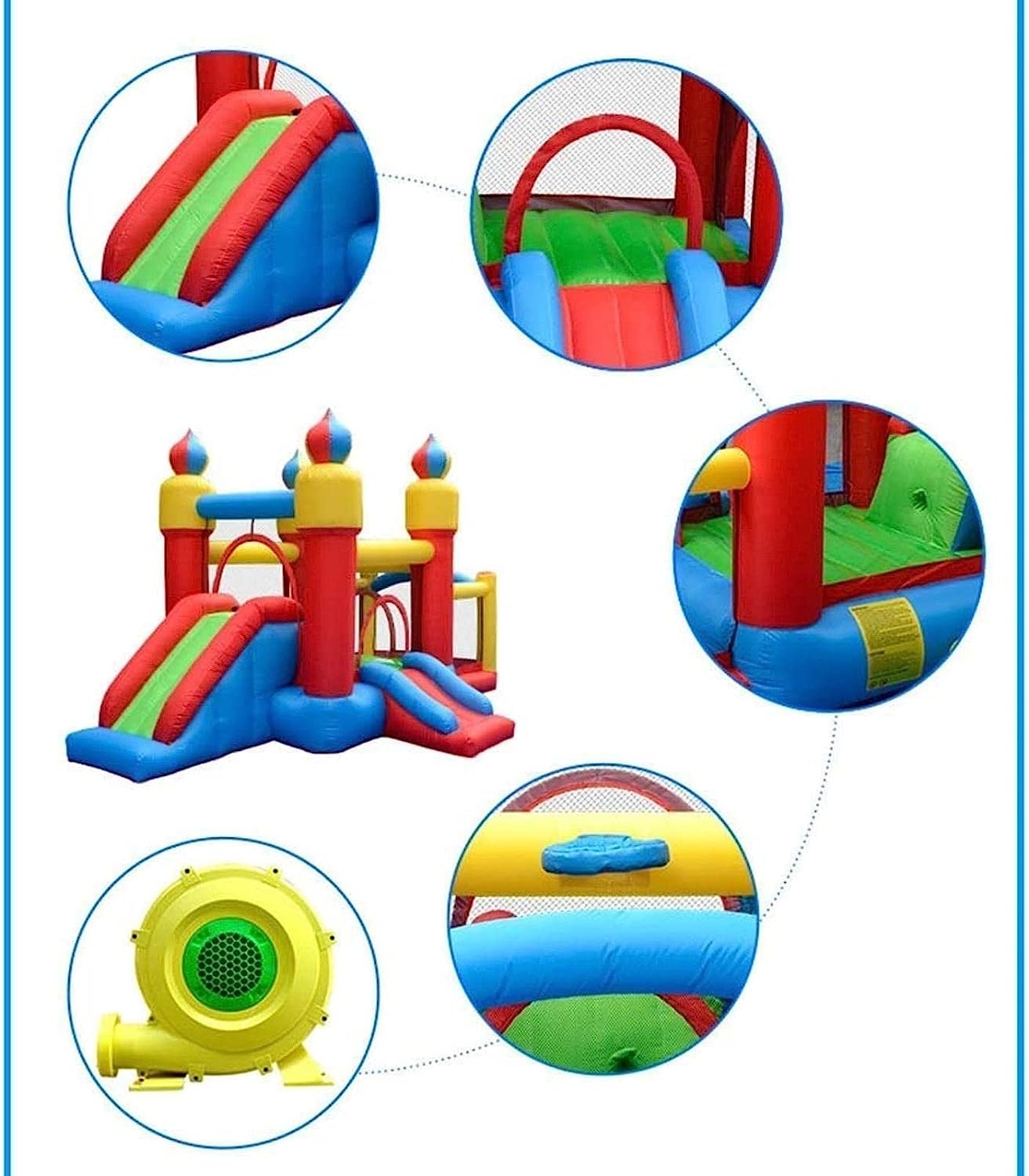 Inflatable Castle Children's Castle Inflatable Jump Bed Household Items Indoor and Outdoor Naughty Castle Trampoline Home Kindergarten (Red 435*270*225cm)