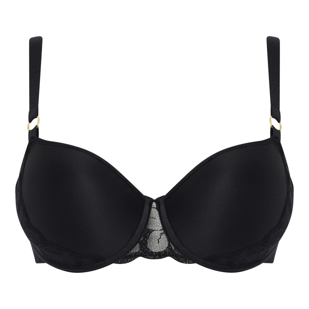 【Fleurs】3D Memory Fiber T-shirt Bra Underwear>BCD Cup>Black (12M6_11)【Chantelle】