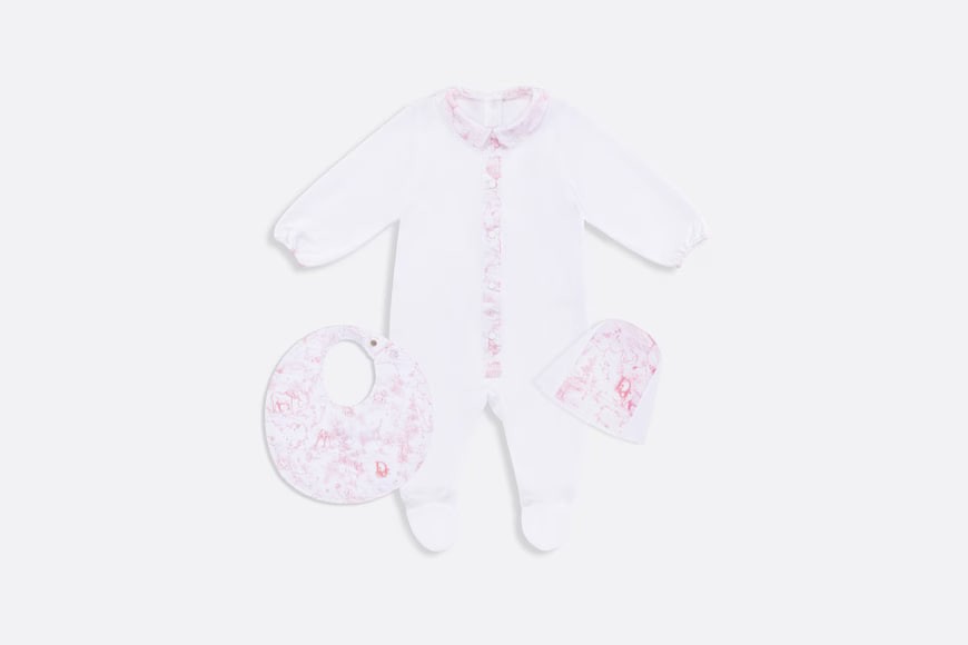 Newborn "baby" box.  White cotton Toile de Jouy printing with light pink color.  Numbering: 9HBG53KDOA_Y353