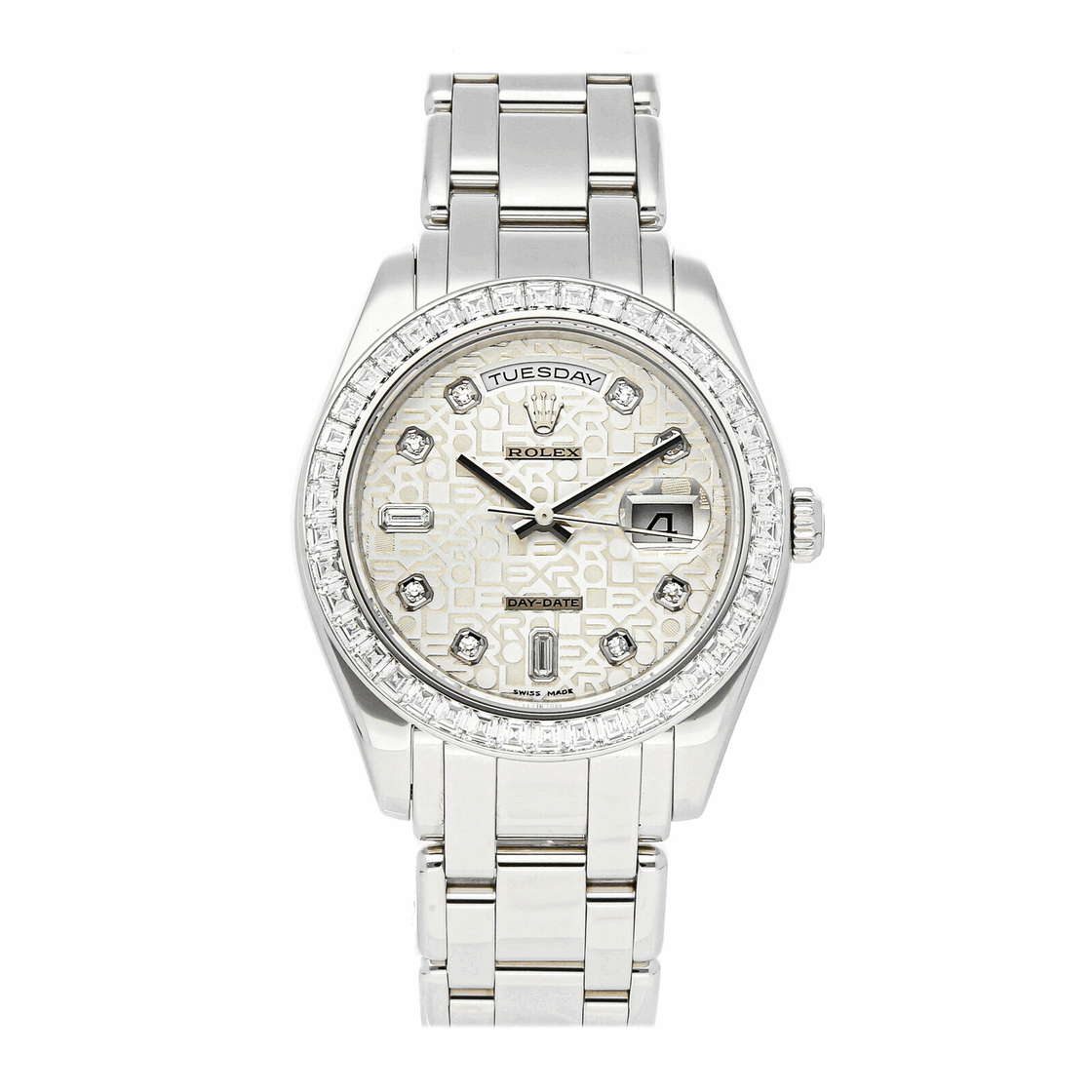 Rolex Day-Date Masterpiece Auto Platinum Diamonds Mens Bracelet Watch 18956BR