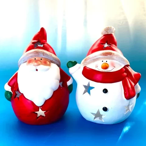 Warm Christmas [Full Christmas Candle Holder] Christmas Santa Snowman Reindeer Figurine Winter