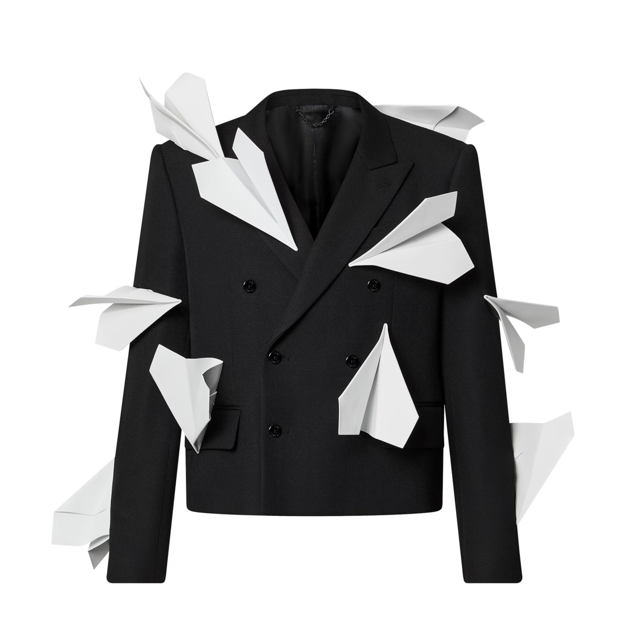 Paper Airplanes Cropped Double-Breasted Jacket