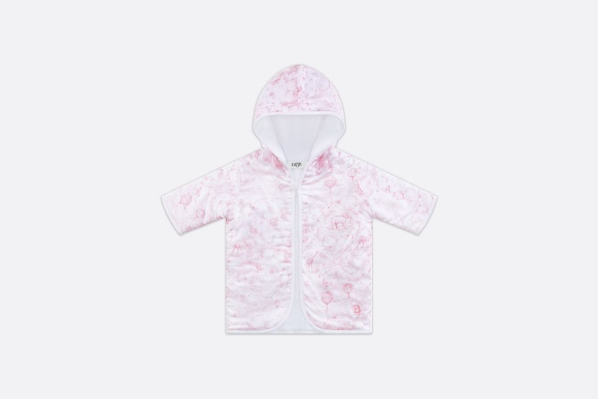 Wear a hooded bathrobe.  The blended fabric of rouge pink cotton house and white towel cloth is printed with Toile de Jouy.  Numbering: 9HBG51BTH1_Y353