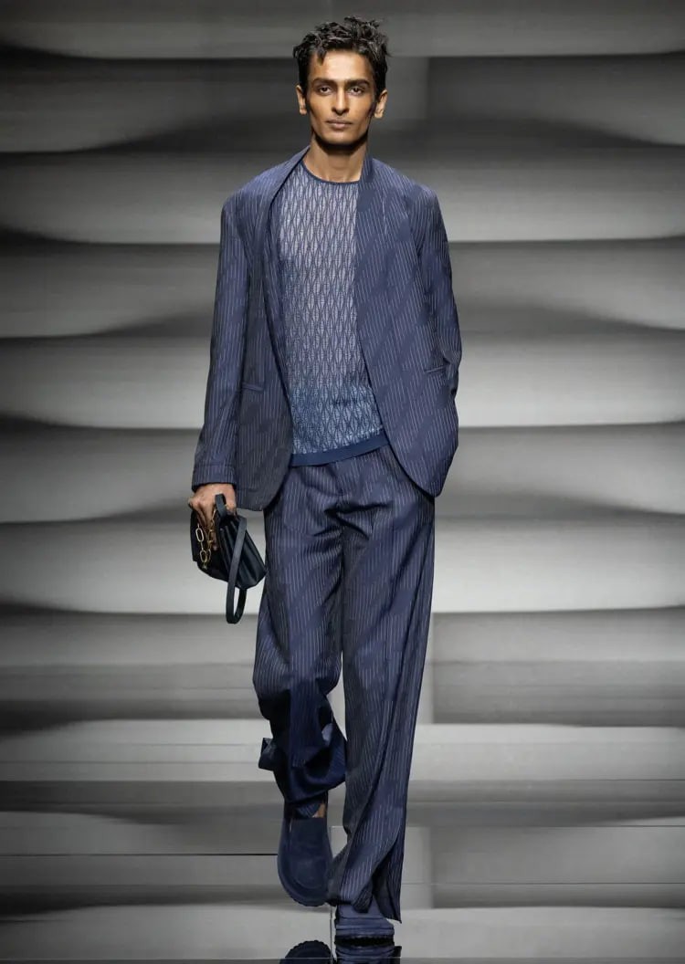 Striped Collarless Blazer