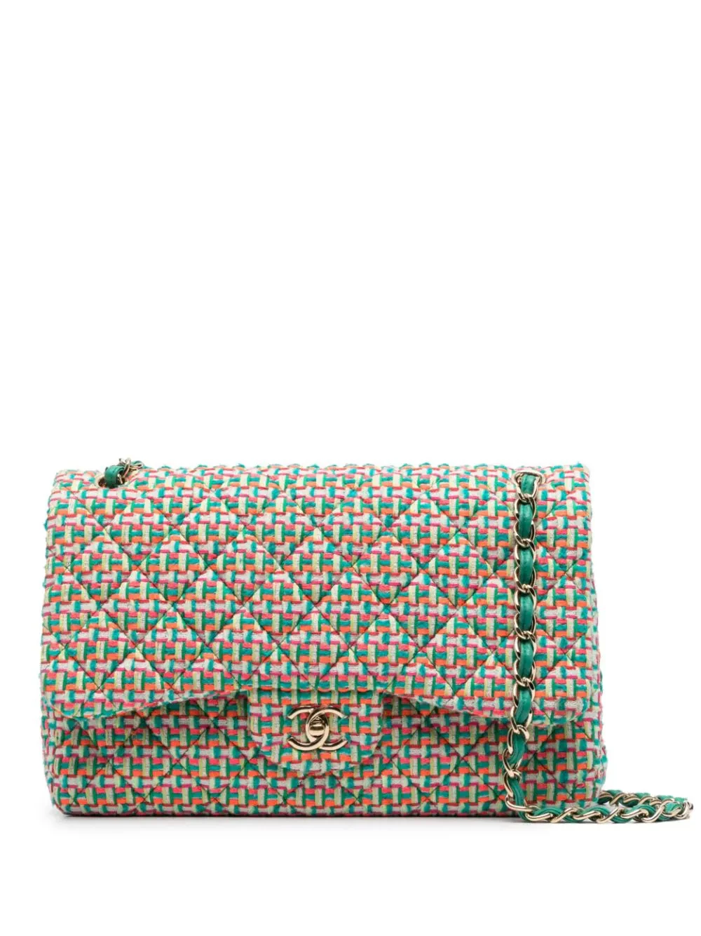 CHANEL Pre-Owned.   Double Flap medium tweed shoulder bag (2015-2016 collection).